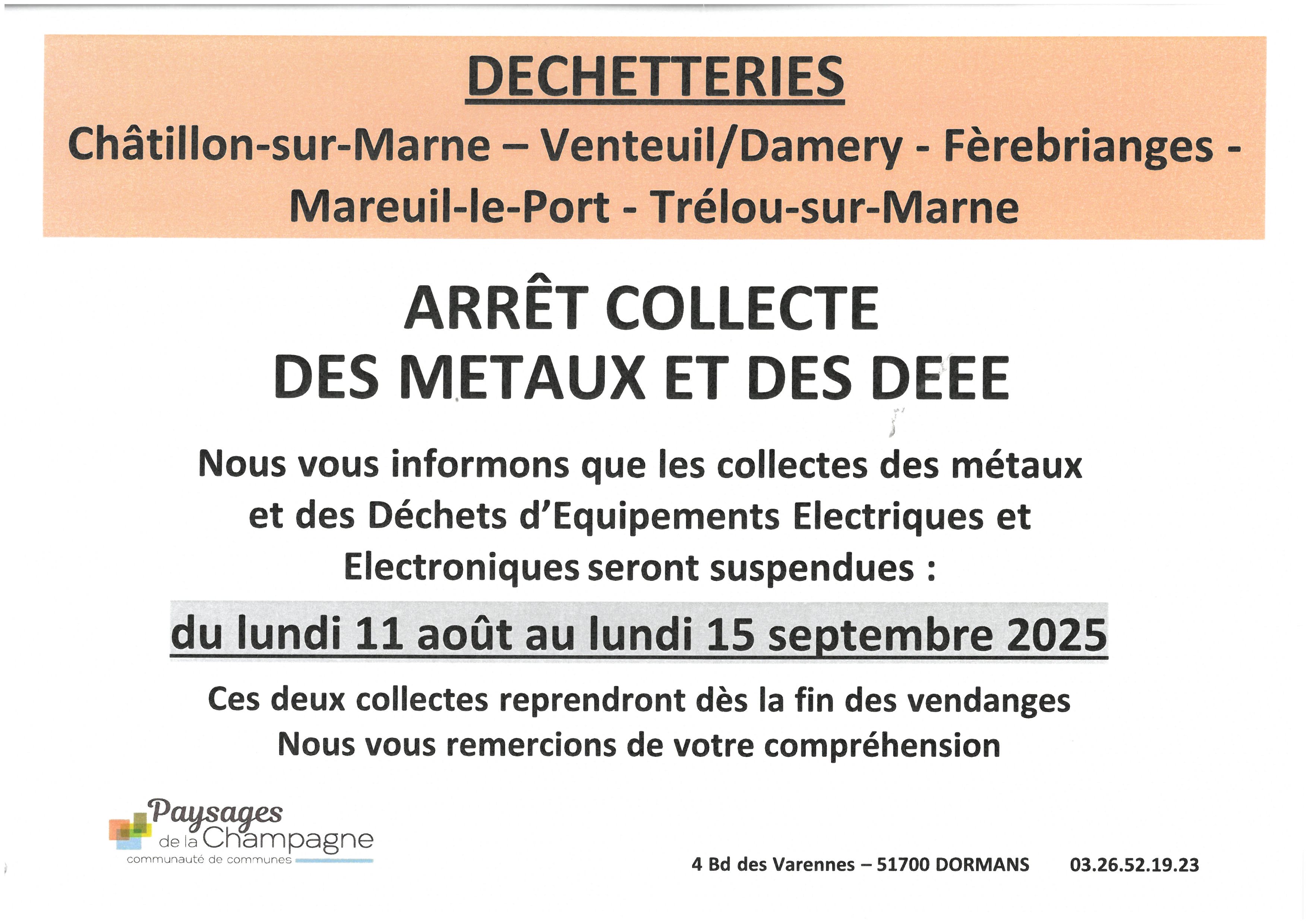 Informations déchetteries